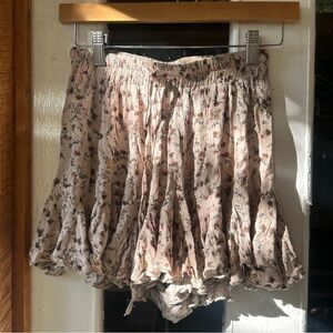Floral Pink Ruffle Flowy Shorts